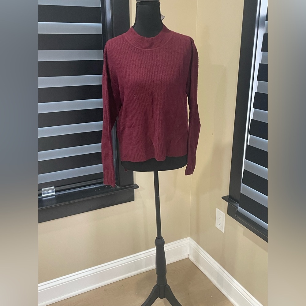 Ambiance Apparel Burgundy Knit Long Sleeve Top | Size L | NWT